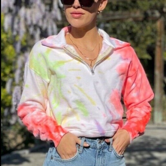 Re/Done | Tops | Nwt Redone X Hanes Neon Space Dye 7s Half Zip Tie Dye  Sweatshirt | Poshmark